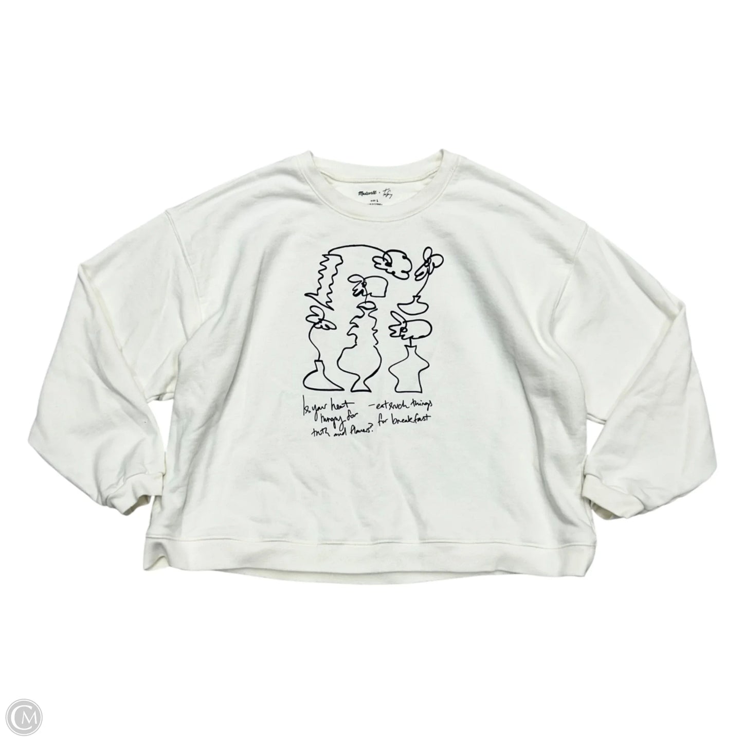 Sweatshirt Crewneck By Madewell In Black & White, Size: L