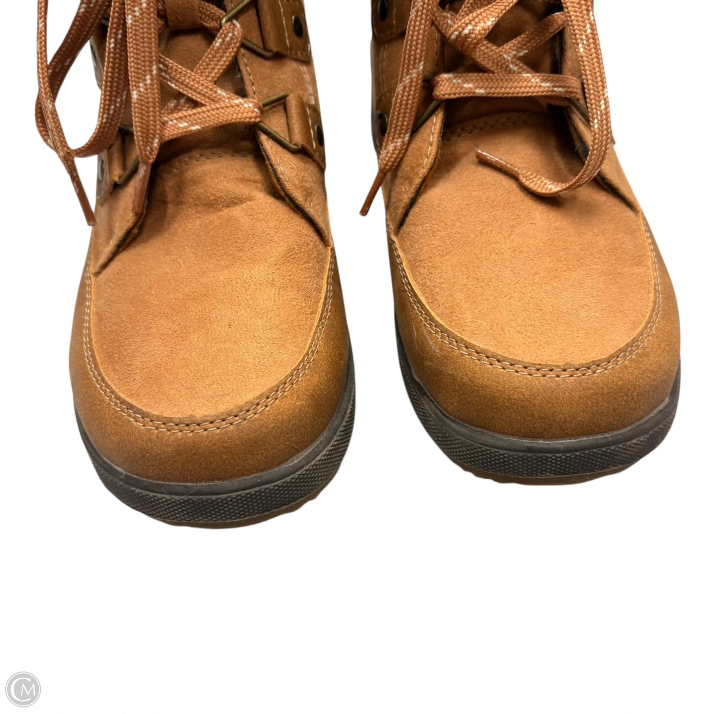 Boots Ankle Flats By Khombu In Brown & Cream, Size: 6