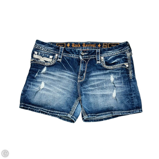 Shorts By Rock Revival In Blue Denim, Size: 18