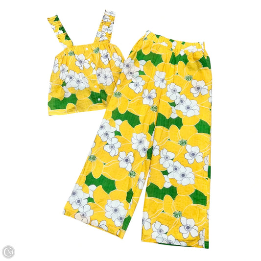 Pants Set 2pc By Sadie & Sage In White & Yellow, Size: Xs