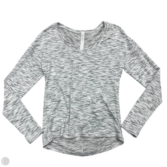 Athletic Top Long Sleeve Collar By Lululemon In Grey & White, Size: Xs