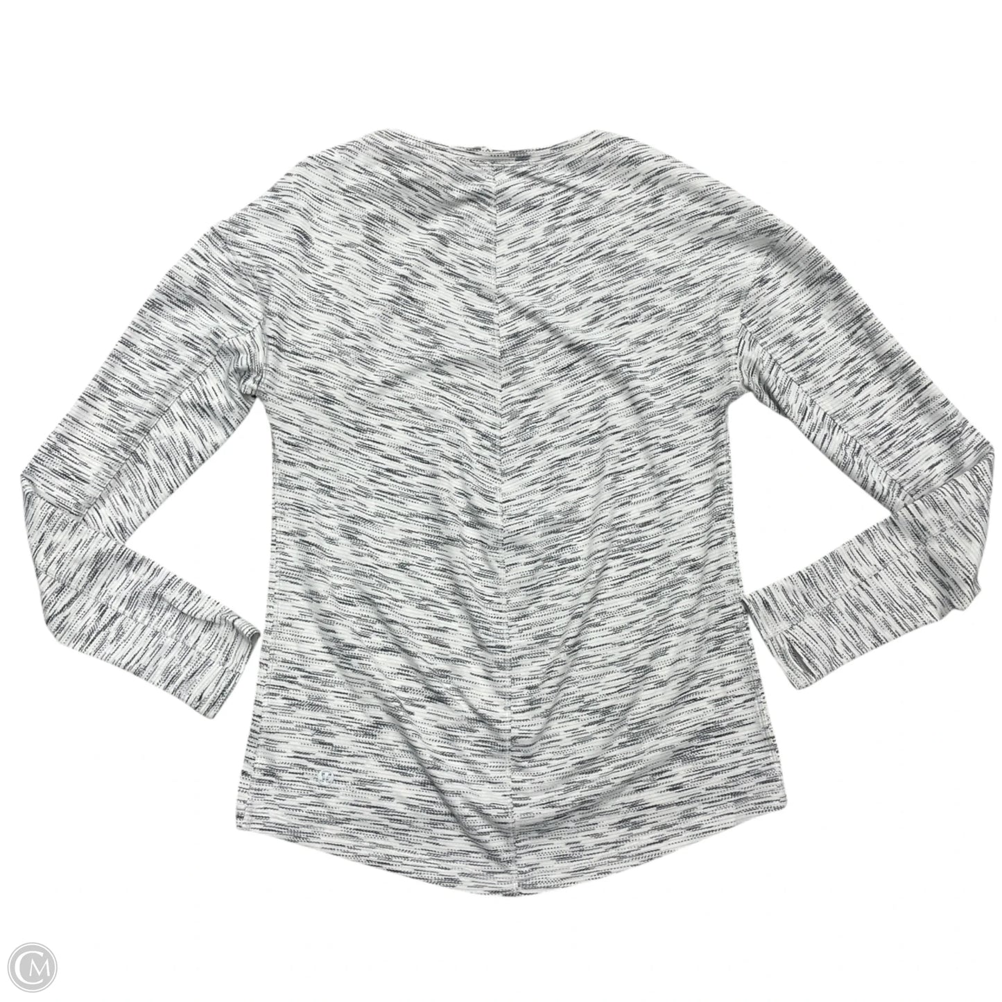 Athletic Top Long Sleeve Collar By Lululemon In Grey & White, Size: Xs
