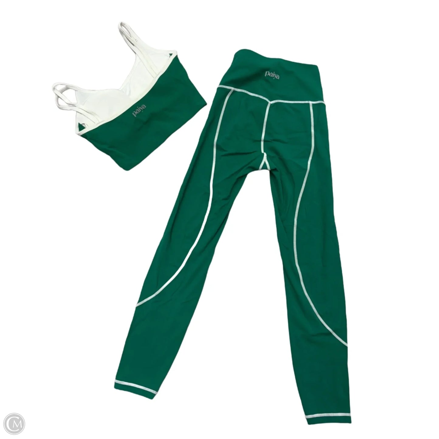 Athletic Pants 2pc By Paiya In Green & White, Size: S