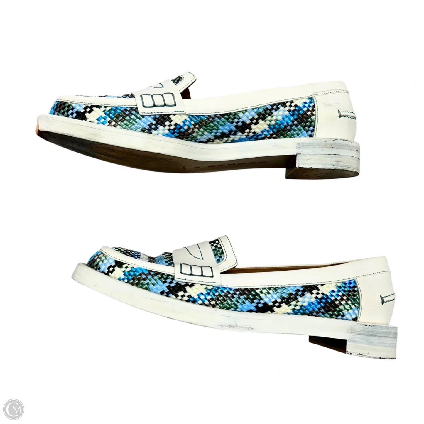 Shoes Flats By Rochas In Blue & White, Size: 8.5