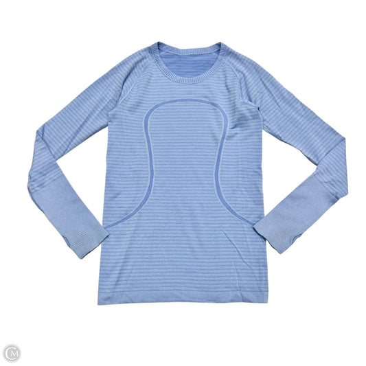 Athletic Top Long Sleeve Collar By Lululemon In Blue, Size: S