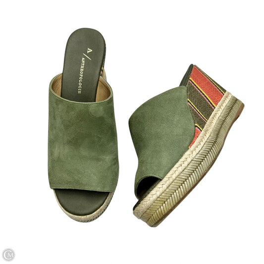 Shoes Heels Wedge By Anthropologie In Green, Size: 6.5