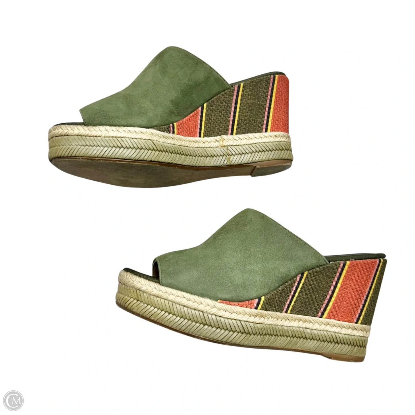 Shoes Heels Wedge By Anthropologie In Green, Size: 6.5