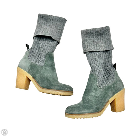 Boots Mid-calf Heels In Blue, Size: 6.5