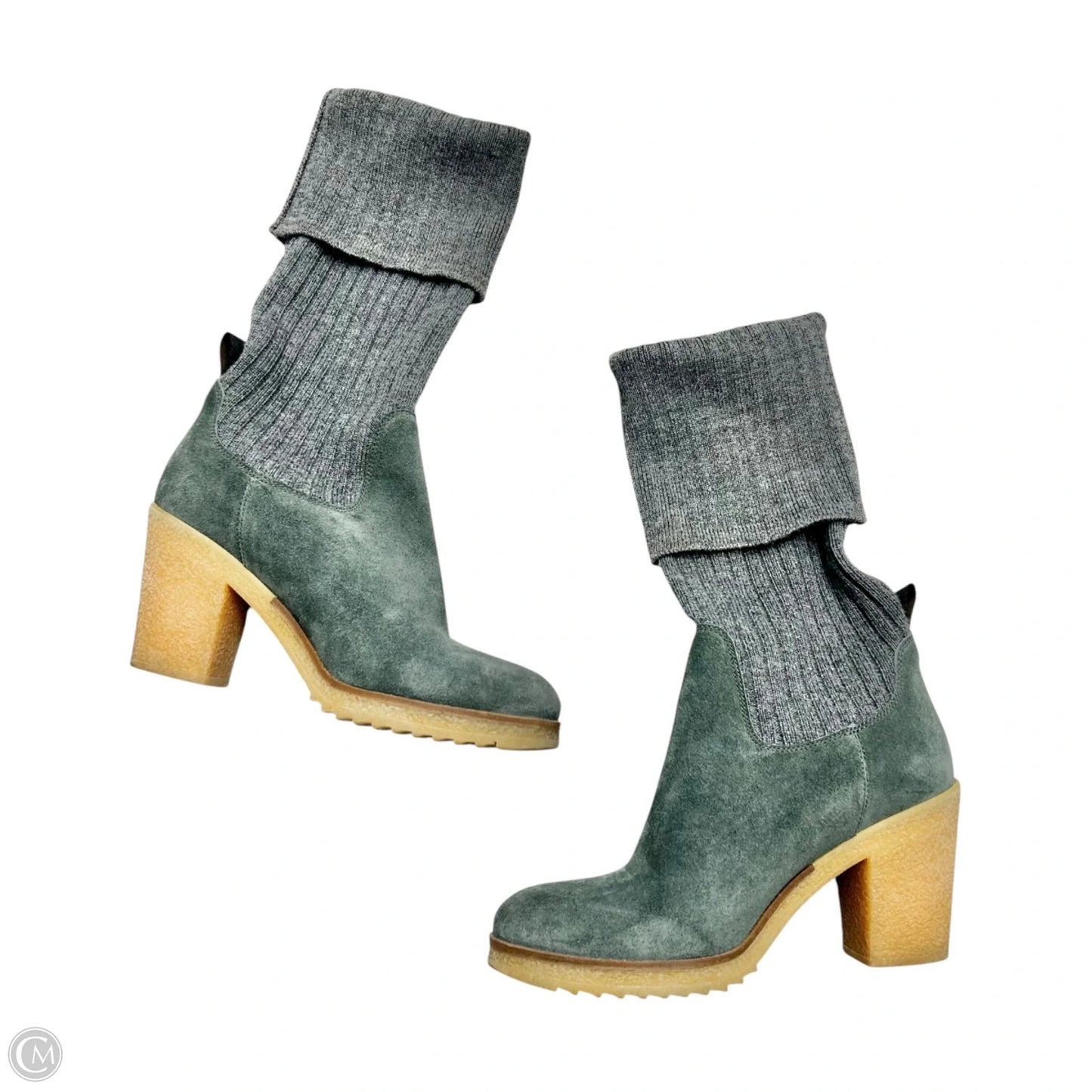 Boots Mid-calf Heels In Blue, Size: 6.5