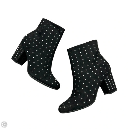 Boots Ankle Heels By Worthington In Black & Silver, Size: 9.5