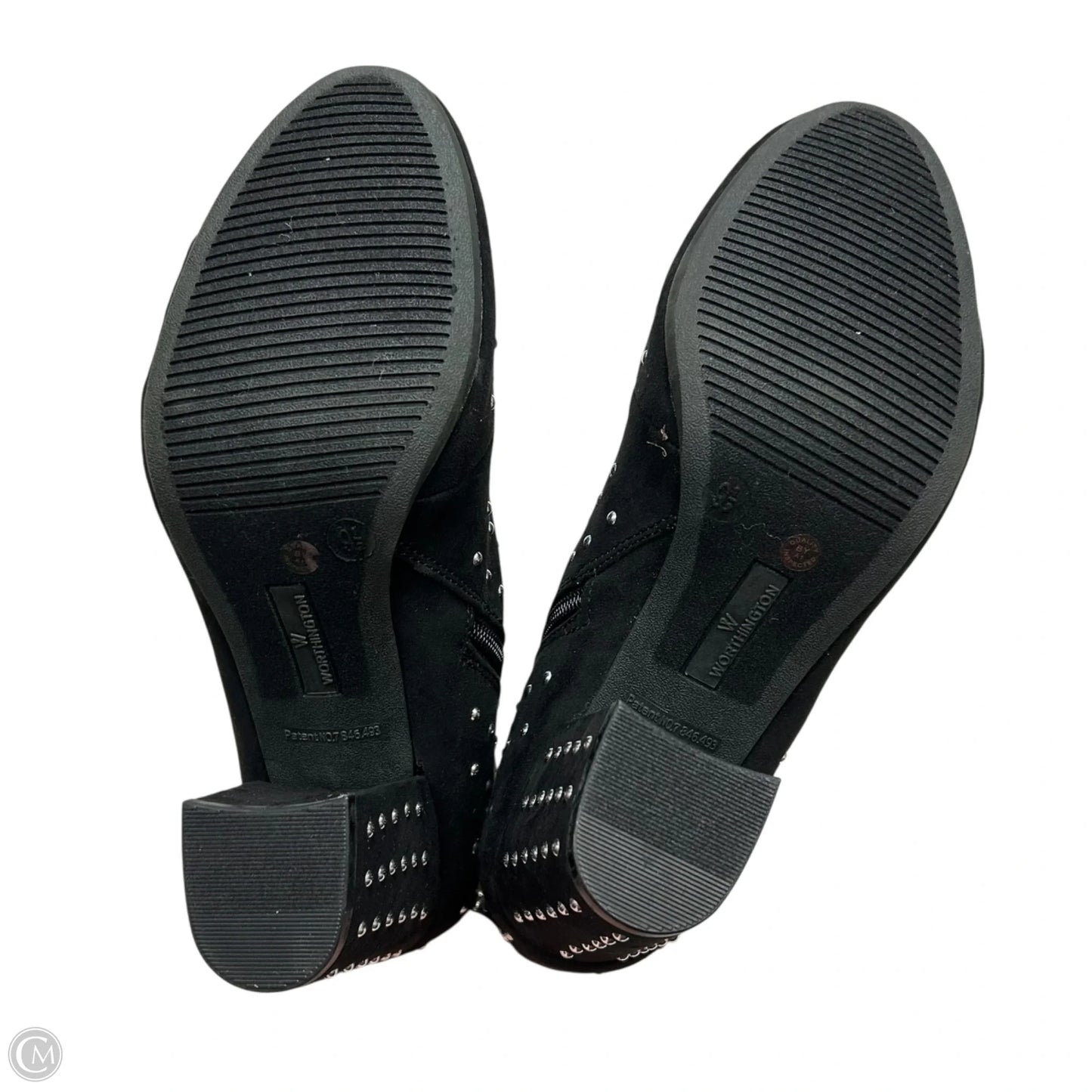 Boots Ankle Heels By Worthington In Black & Silver, Size: 9.5