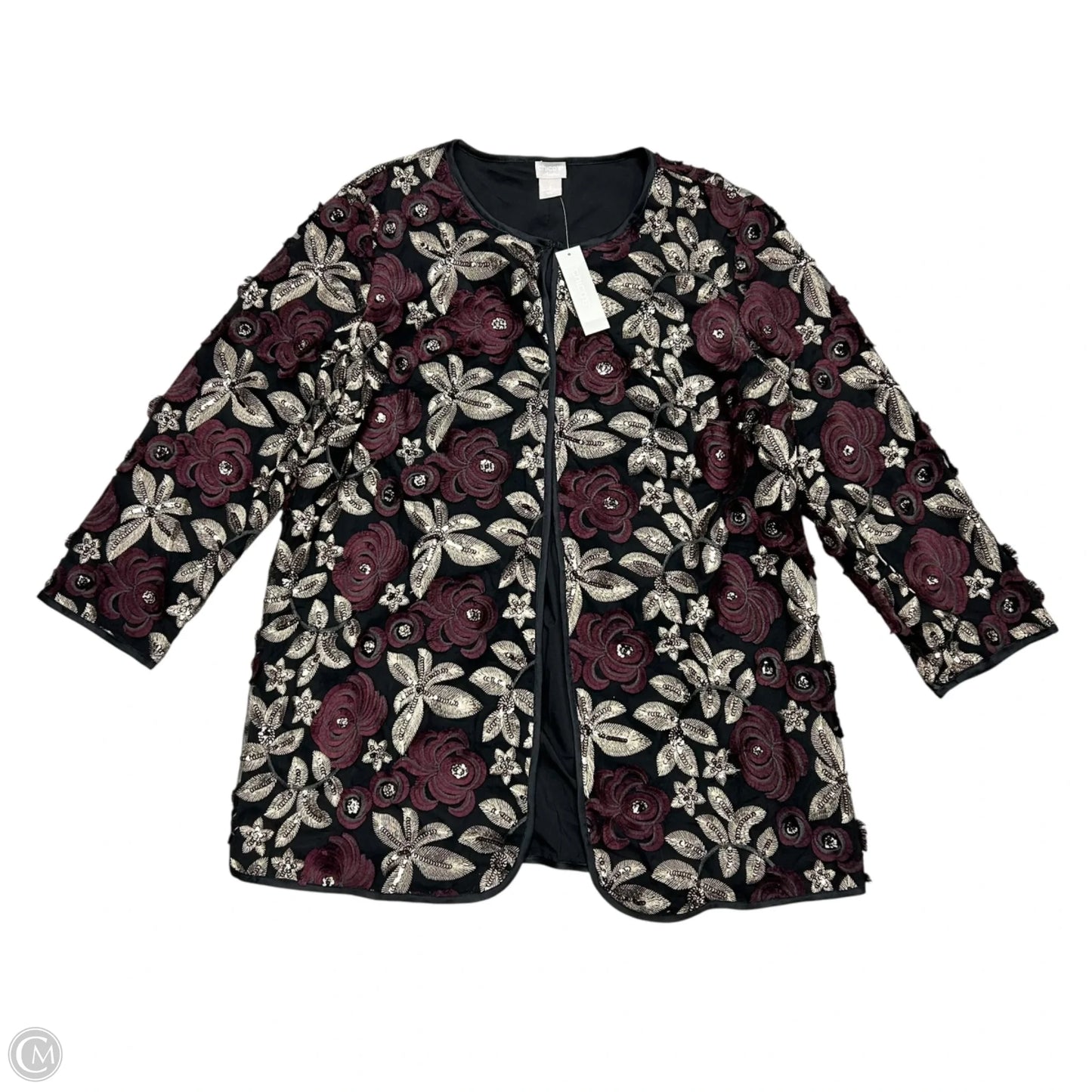 Jacket Denim By Chicos In Black & Purple, Size: L