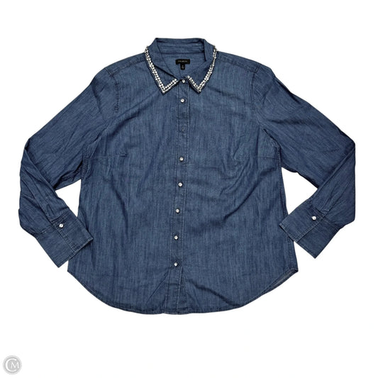 Top Long Sleeve By Talbots In Blue Denim, Size: M