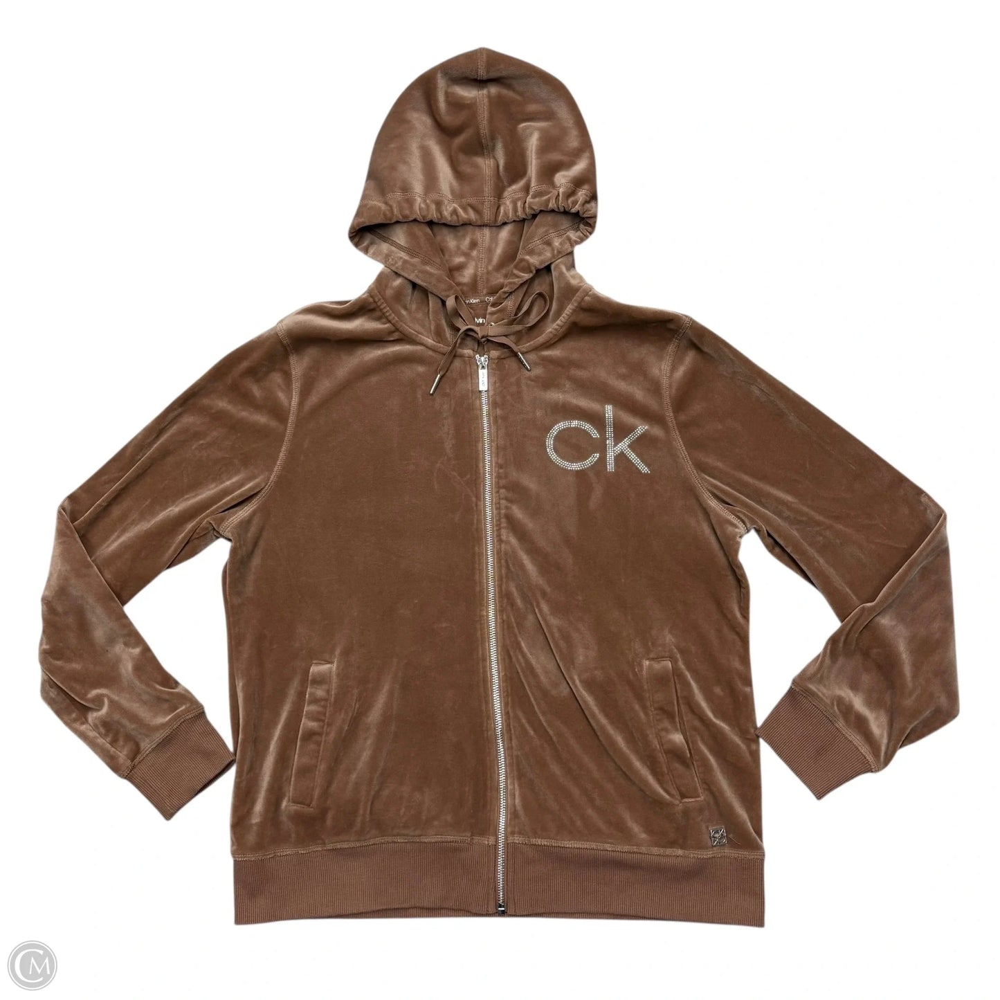 Sweatshirt Hoodie By Calvin Klein In Brown, Size: L