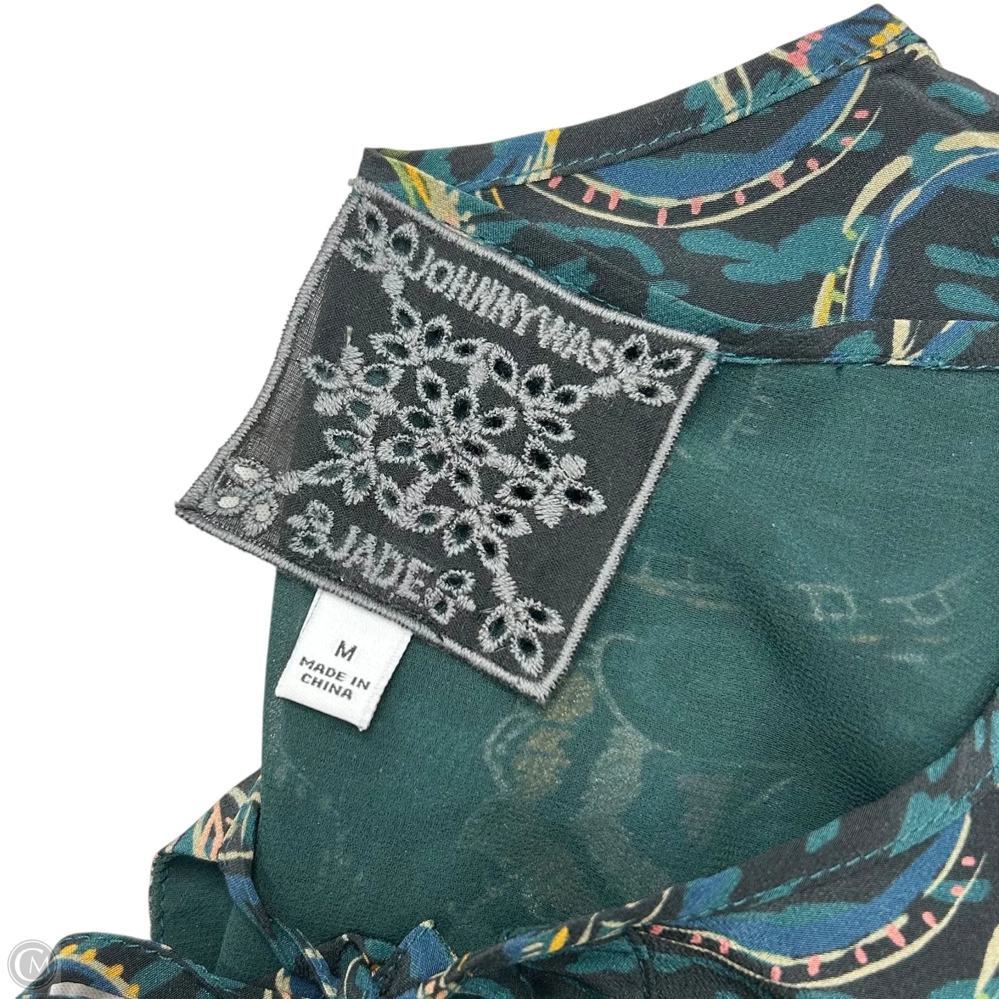 Dress Casual Short By Johnny Was In Black & Green, Size: M