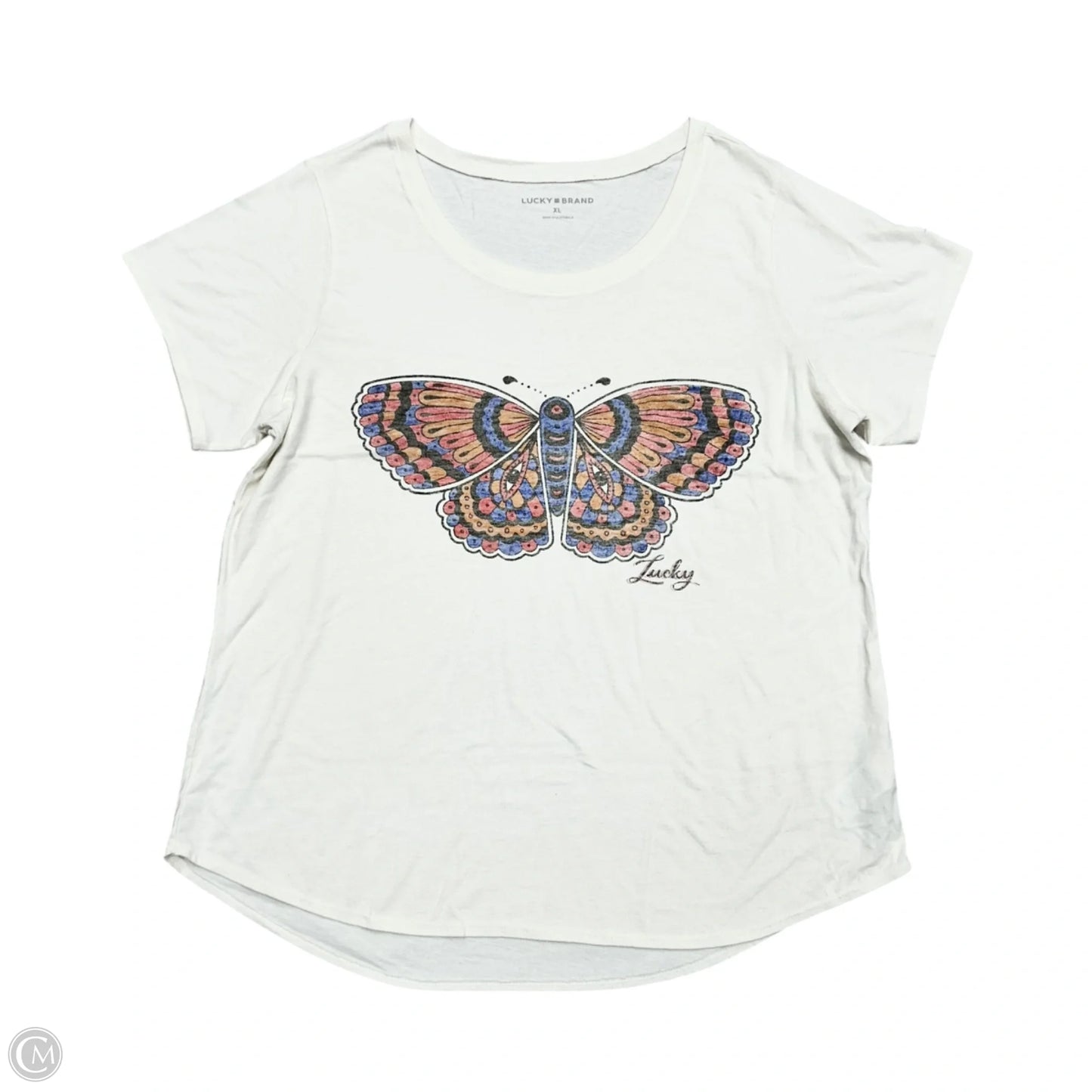 Top Short Sleeve By Lucky Brand In Tan, Size: Xl