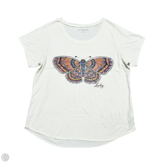 Top Short Sleeve By Lucky Brand In Tan, Size: Xl