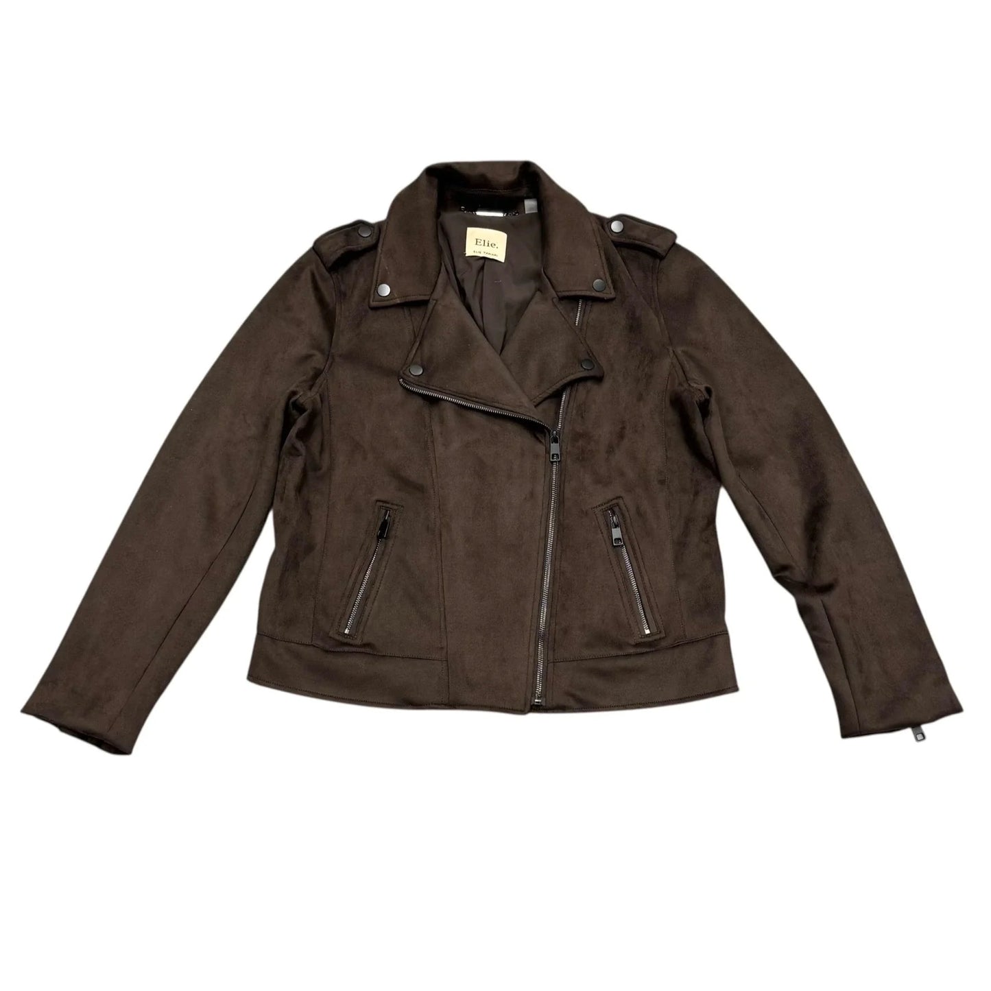 Jacket Moto By Elie Tahari In Brown, Size: L