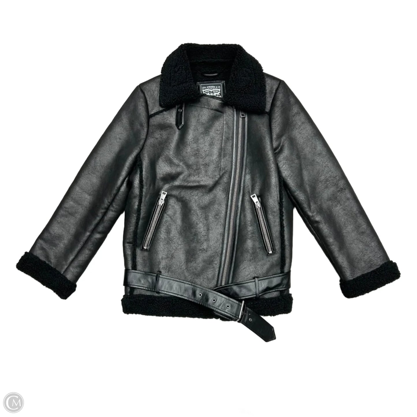 Coat Faux Fur & Sherpa By Levis In Black, Size: M