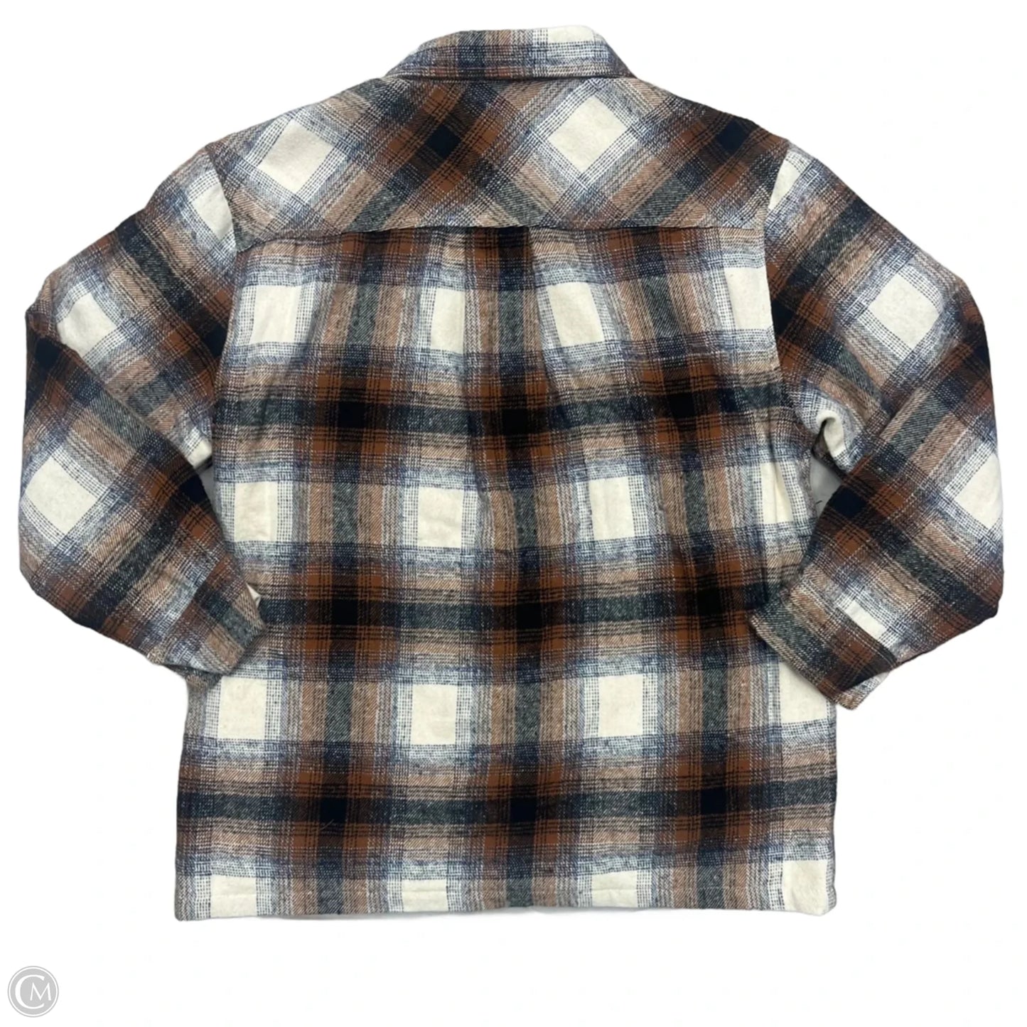 Jacket Shirt By Simply Southern In Brown & Cream, Size: S
