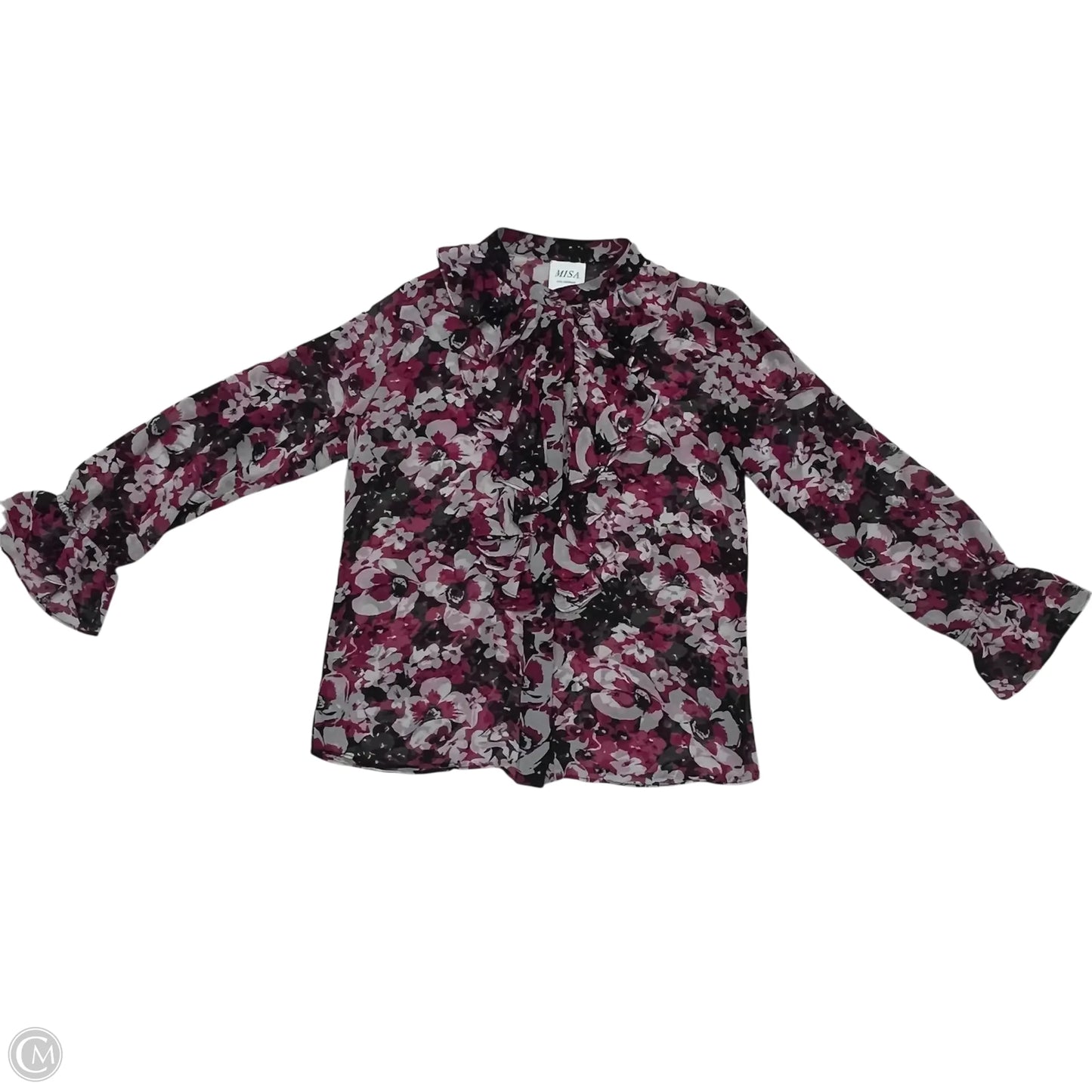 Blouse Designer By Misa In Black & White, Size: Xs