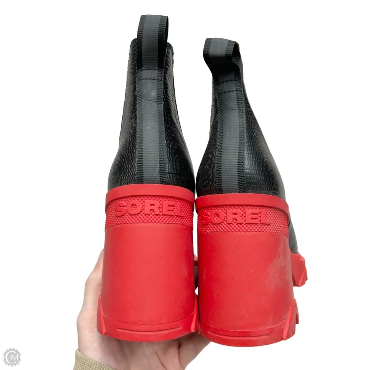 Boots Ankle Heels By Sorel In Black & Red, Size: 10