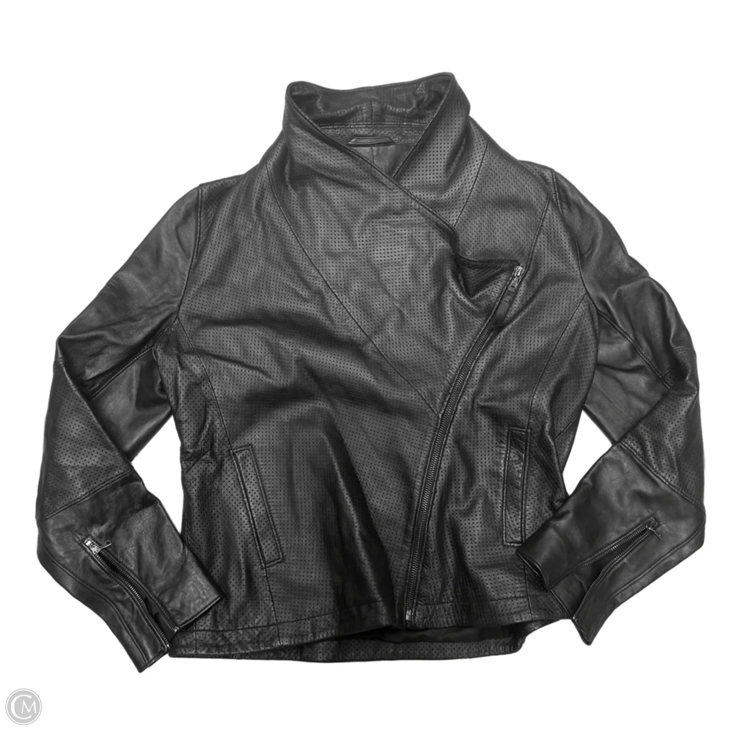 Jacket Leather By Anne Klein In Black, Size: L
