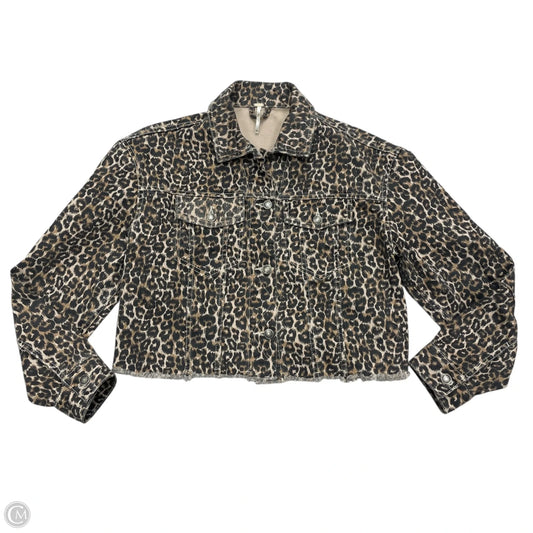 Jacket Denim By Free People In Leopard Print, Size: Xs