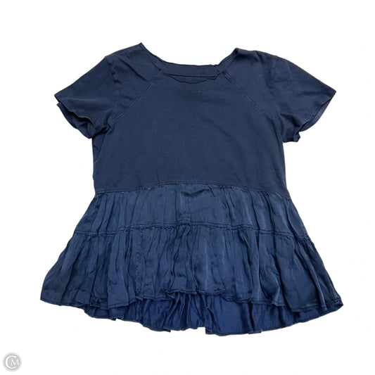 Top Short Sleeve By Anthropologie In Navy, Size: S