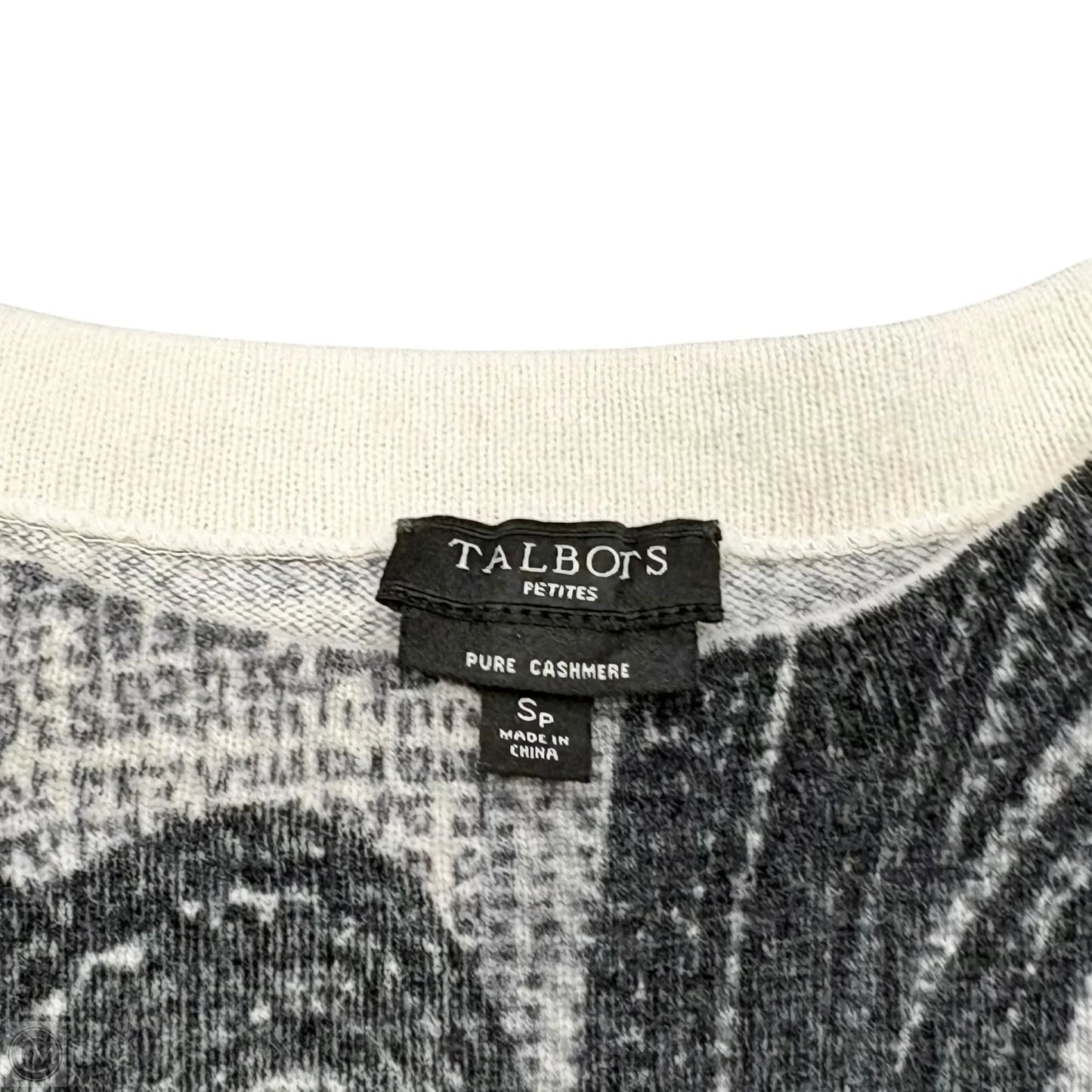 Sweater Cashmere By Talbots In Grey & White, Size: Sp