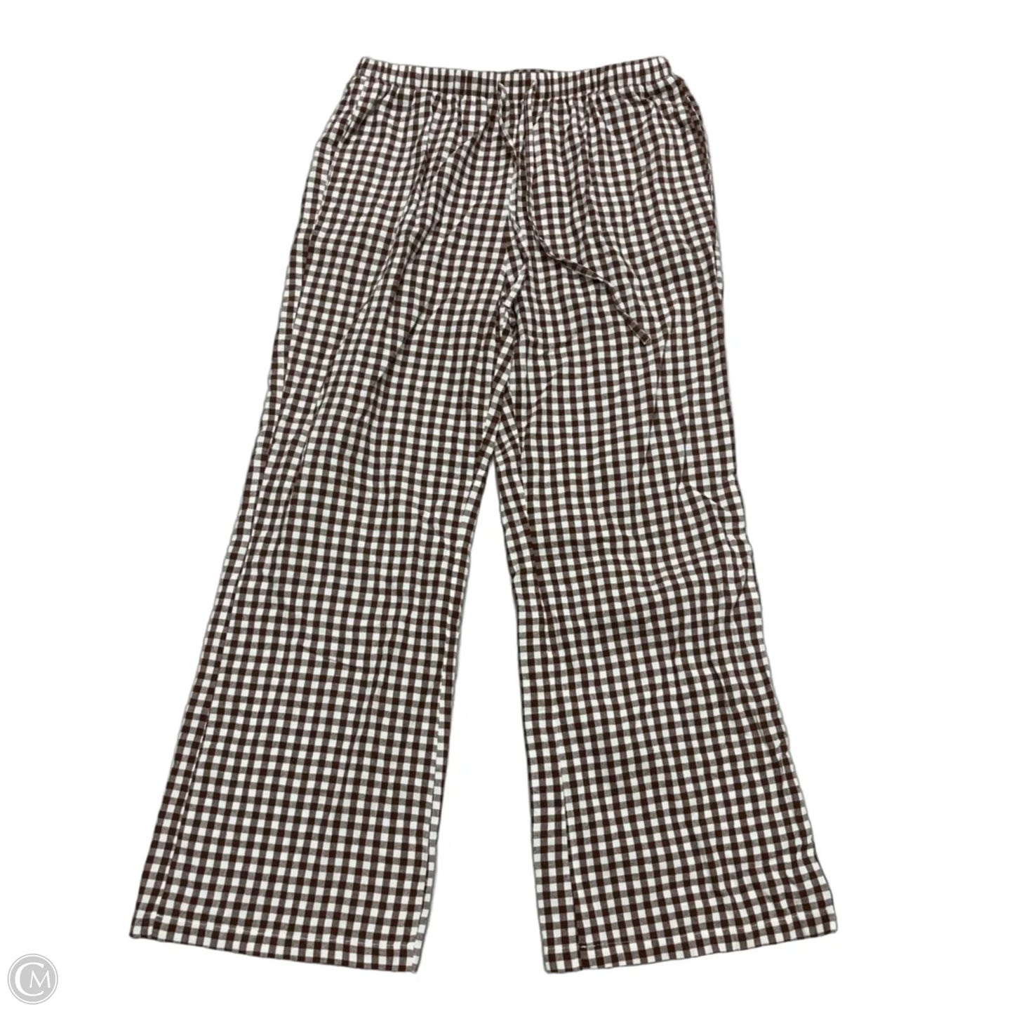 Pants Wide Leg In Brown & Cream, Size: M