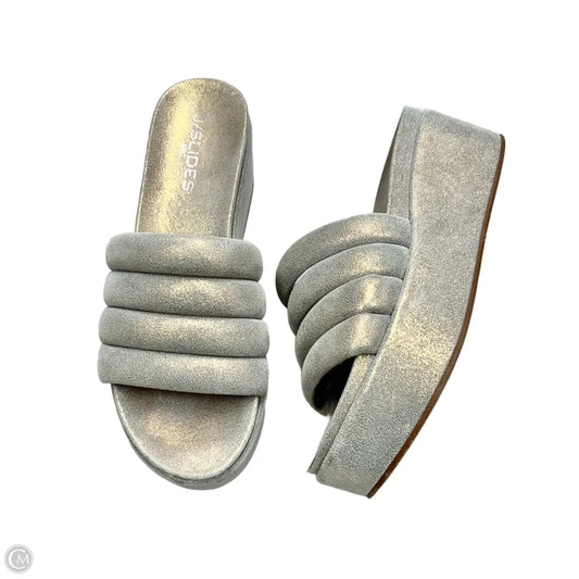 Sandals Heels Wedge By J Slides In Silver, Size: 7