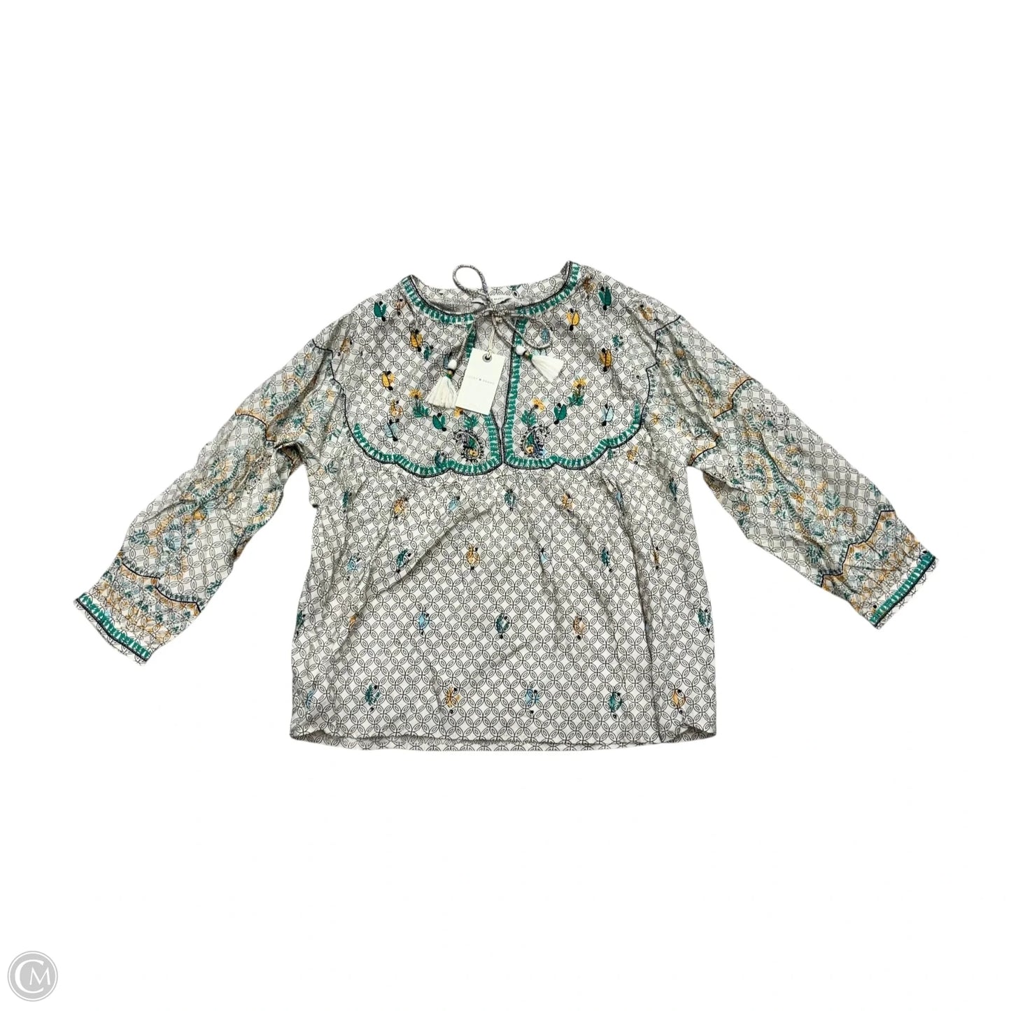 Blouse Long Sleeve By Lucky Brand In Cream, Size: M