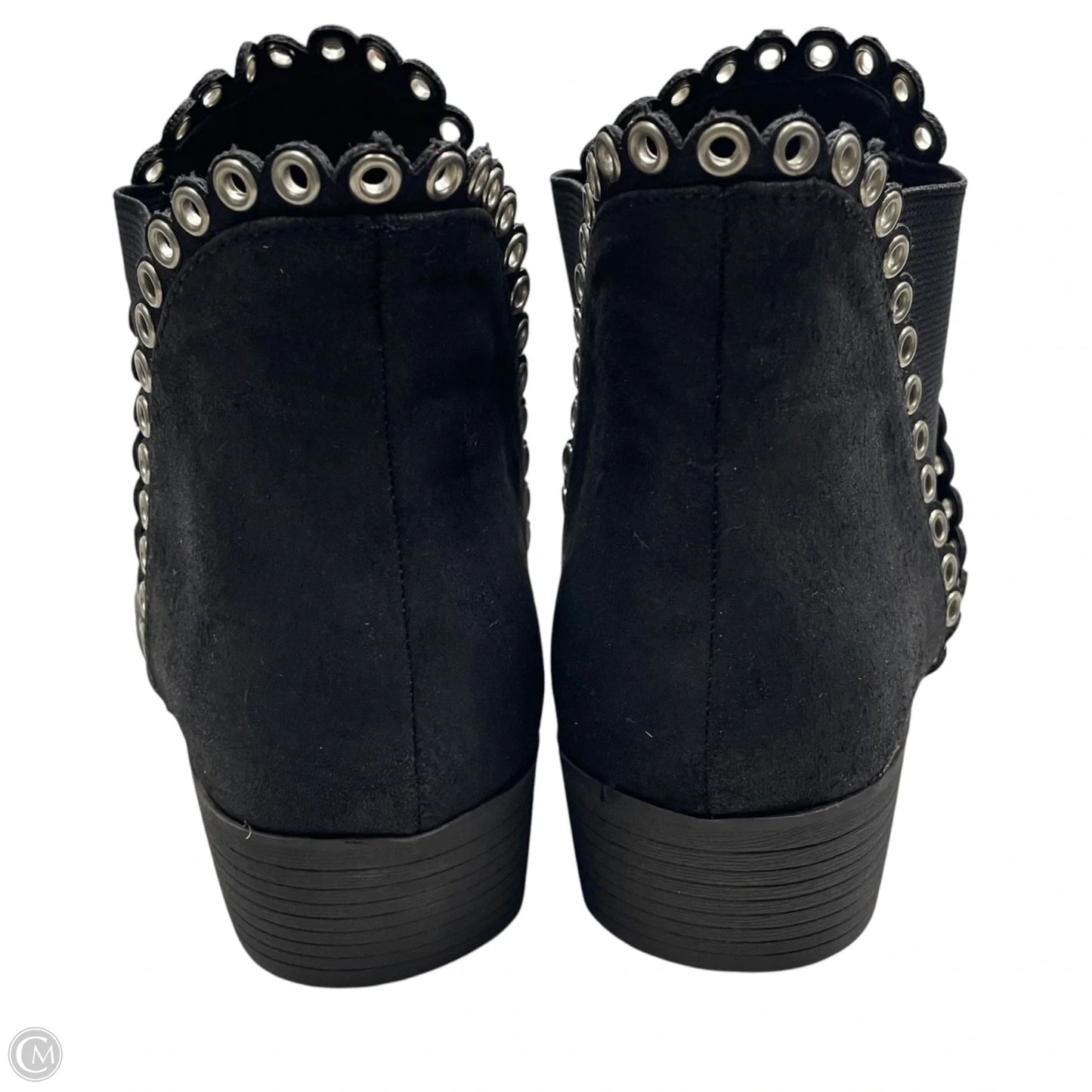 Boots Ankle Flats By Stricca In Black & Silver, Size: 7.5