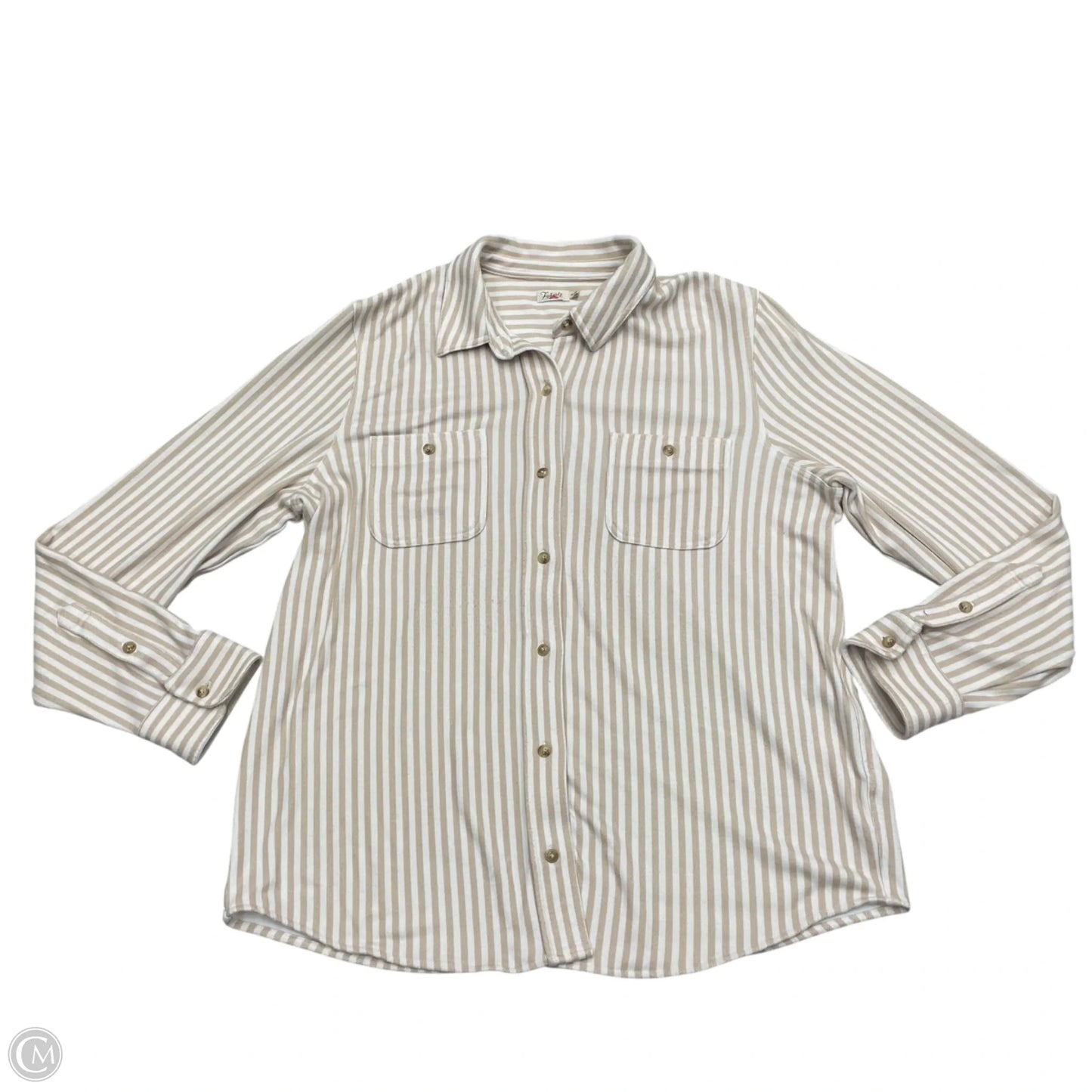 Top Long Sleeve By Faherty In Cream & White, Size: Xl