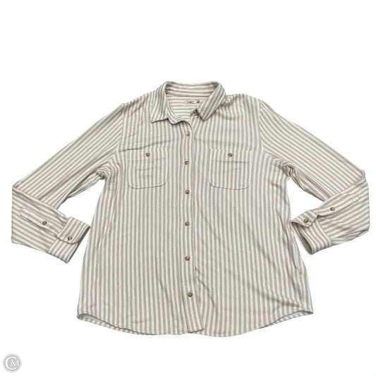 Top Long Sleeve By Faherty In Cream & White, Size: Xl