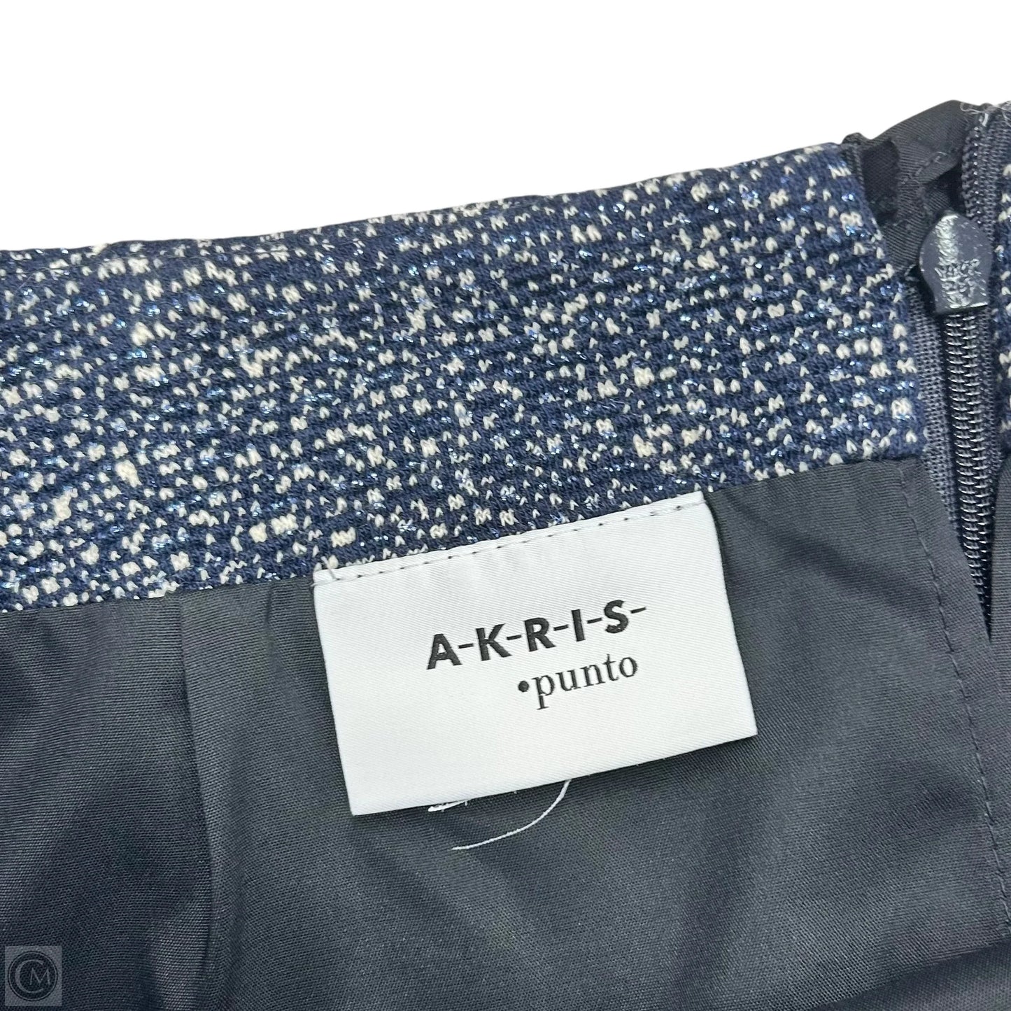 Skirt Mini & Short By Akris In Blue & White, Size: 2