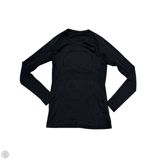 Athletic Top Long Sleeve Collar By Lululemon In Black, Size: M