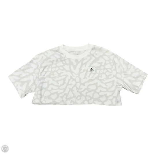 Top Short Sleeve Designer By Jordan In Grey & White, Size: M
