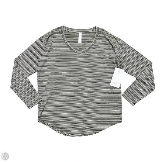 Athletic Top Long Sleeve Collar By Athleta In Black & Cream, Size: M