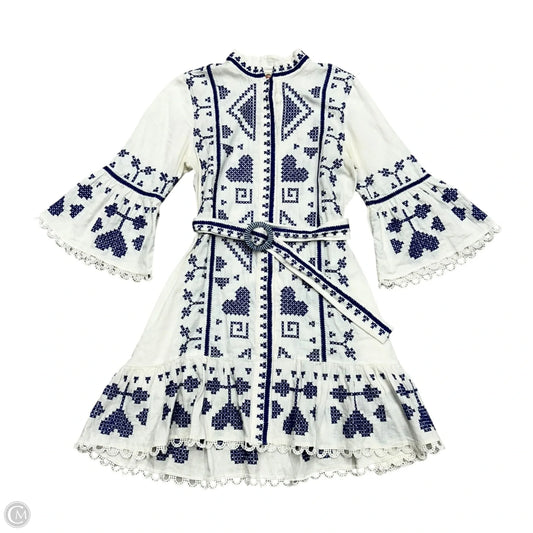 Dress Casual Short By Farm Rio In Blue & White, Size: Xs