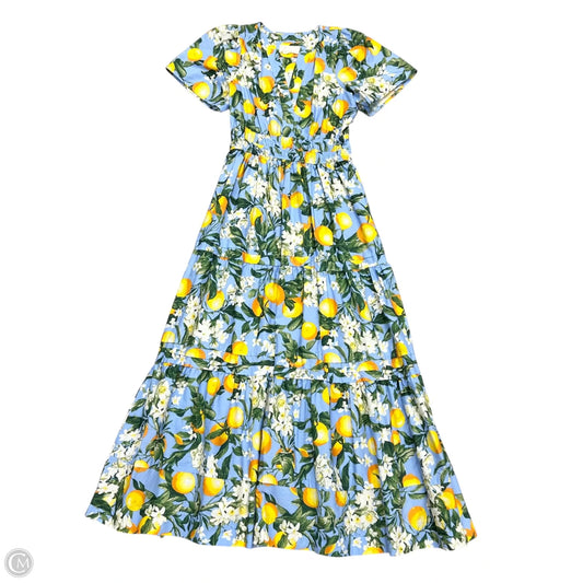 Dress Party Midi By Anthropologie In Blue & Yellow, Size: Xs