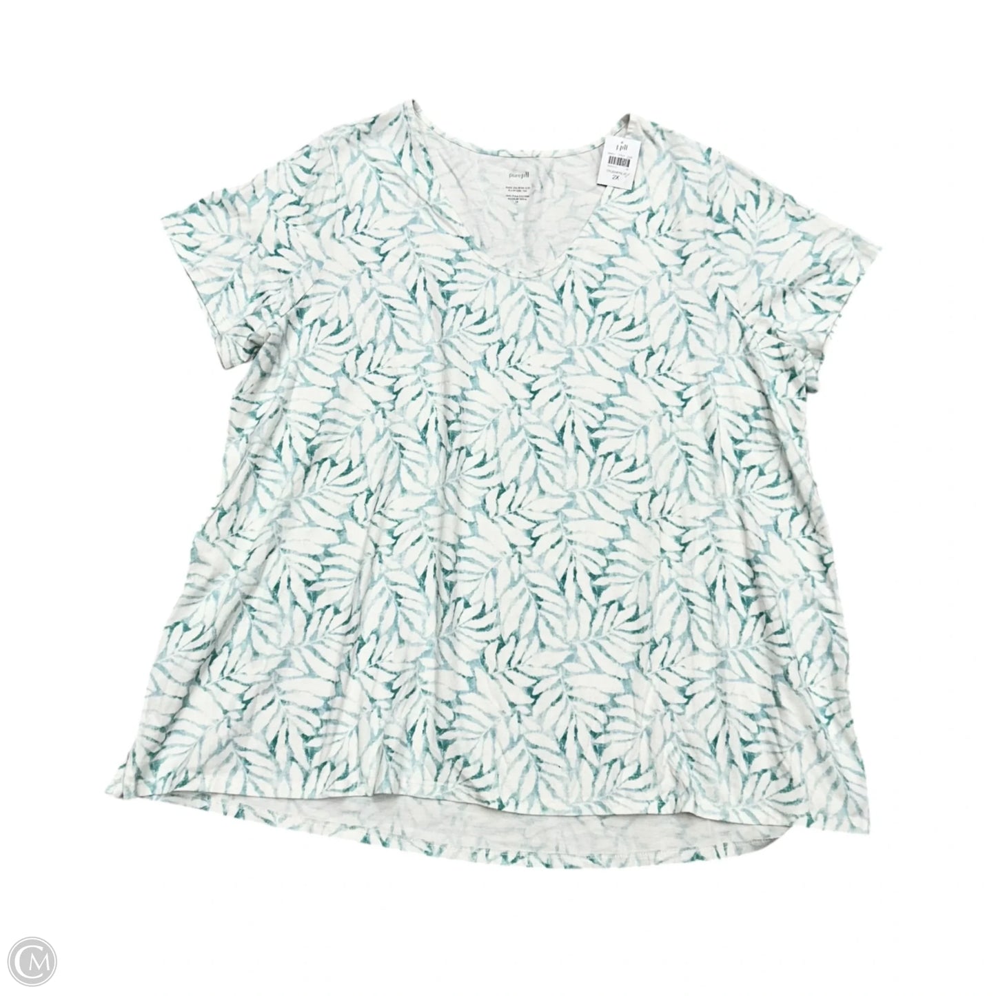 Top Short Sleeve By Pure Jill In Blue & White, Size: 2x