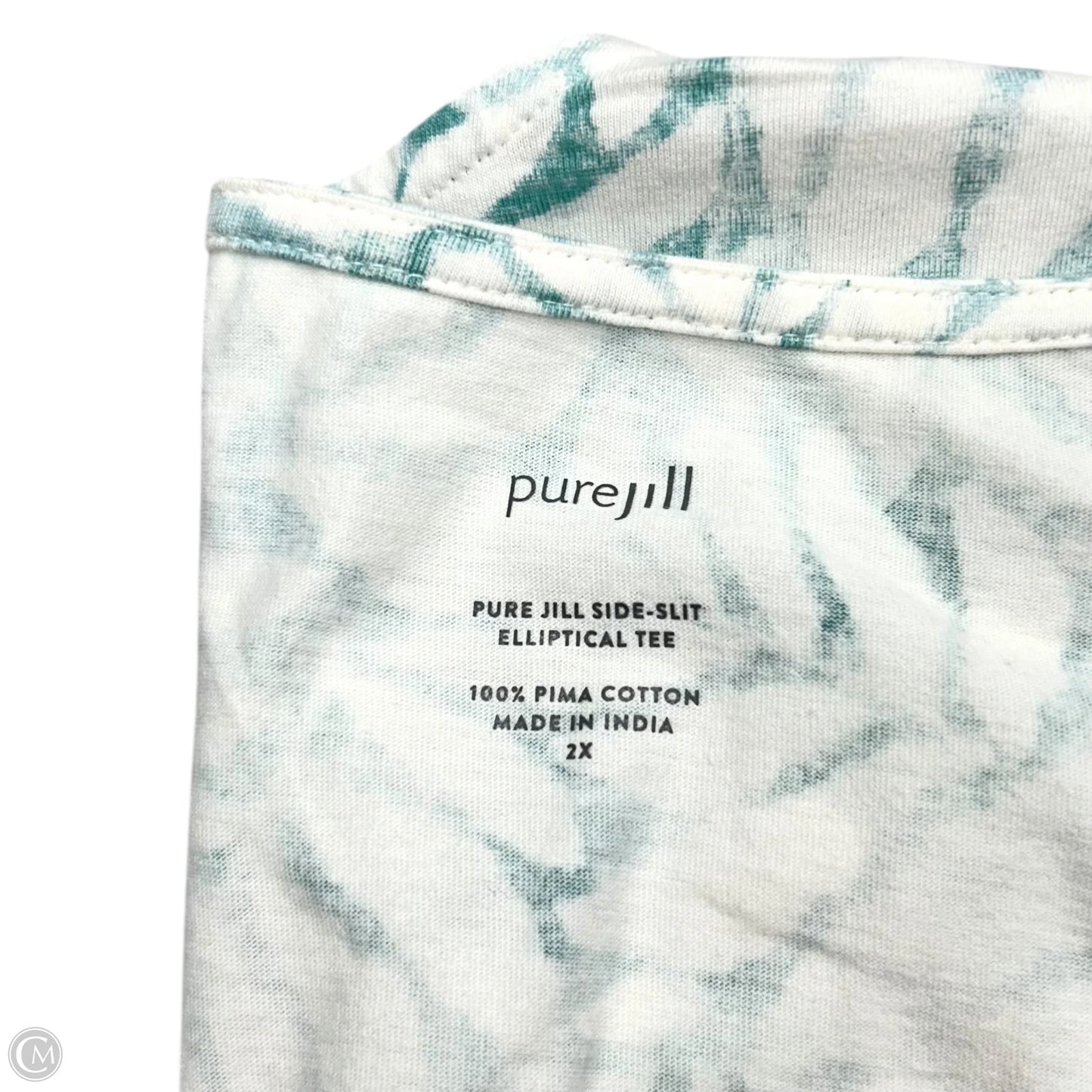 Top Short Sleeve By Pure Jill In Blue & White, Size: 2x