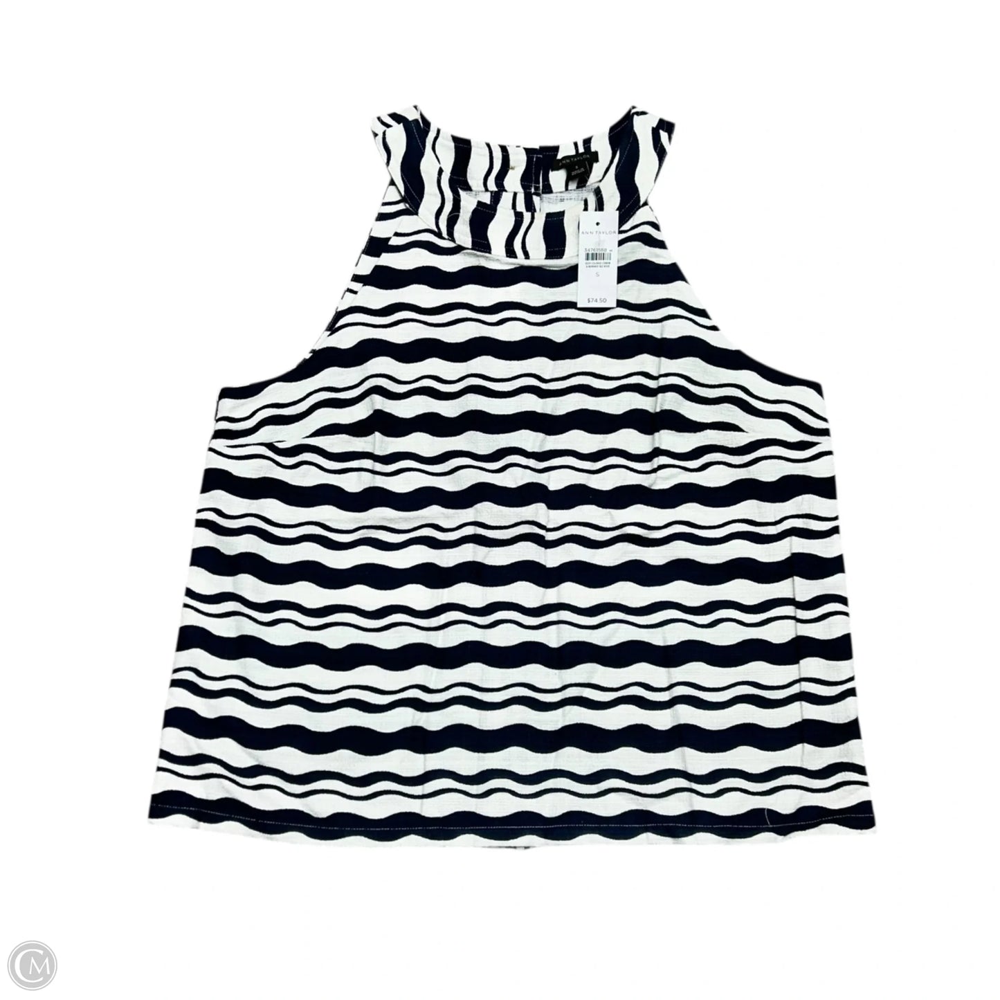 Top Sleeveless By Ann Taylor In Blue & White, Size: S