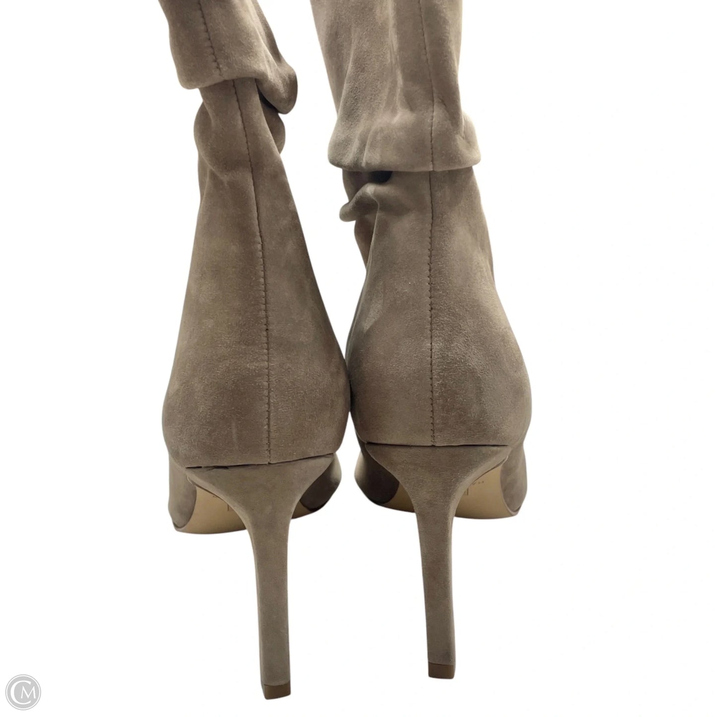 Boots Mid-calf Heels By Marc Fisher In Beige, Size: 8.5