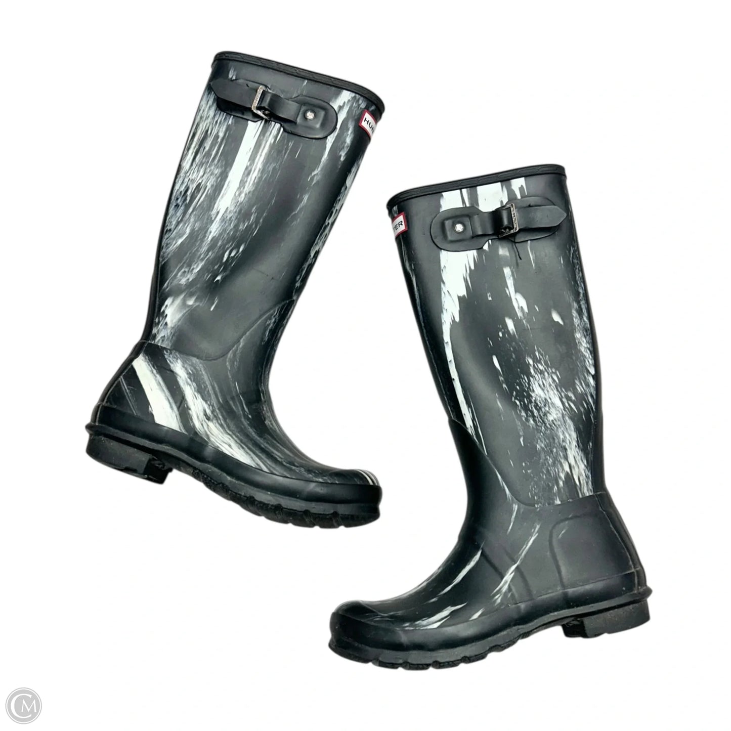 Boots Rain By Hunter In Black & White, Size: 7