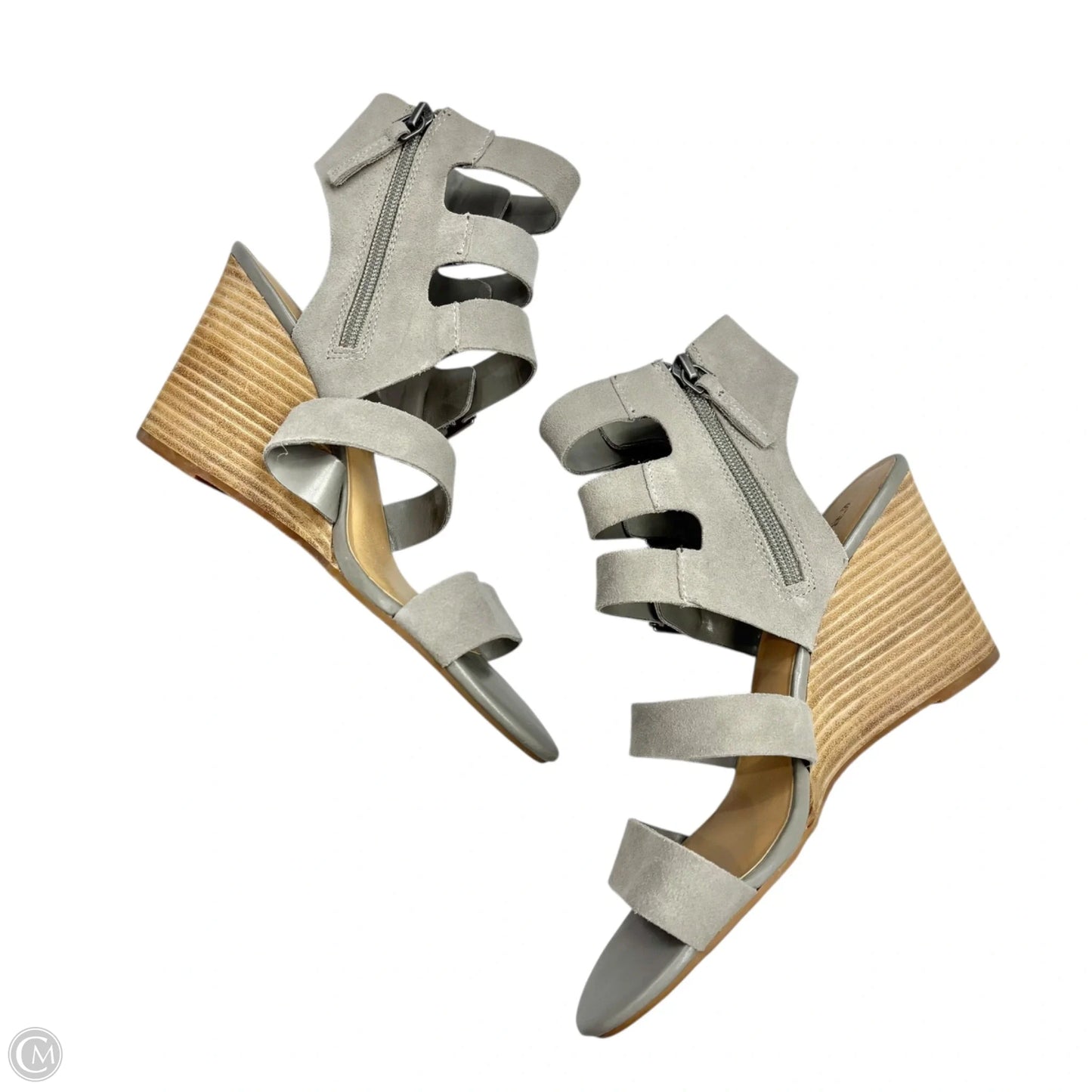 Sandals Heels Wedge By Crown Vintage In Grey, Size: 9
