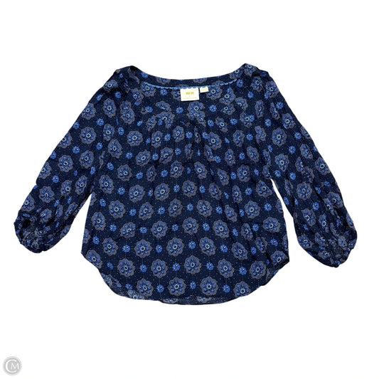 Top Long Sleeve By Maeve In Blue & White, Size: S