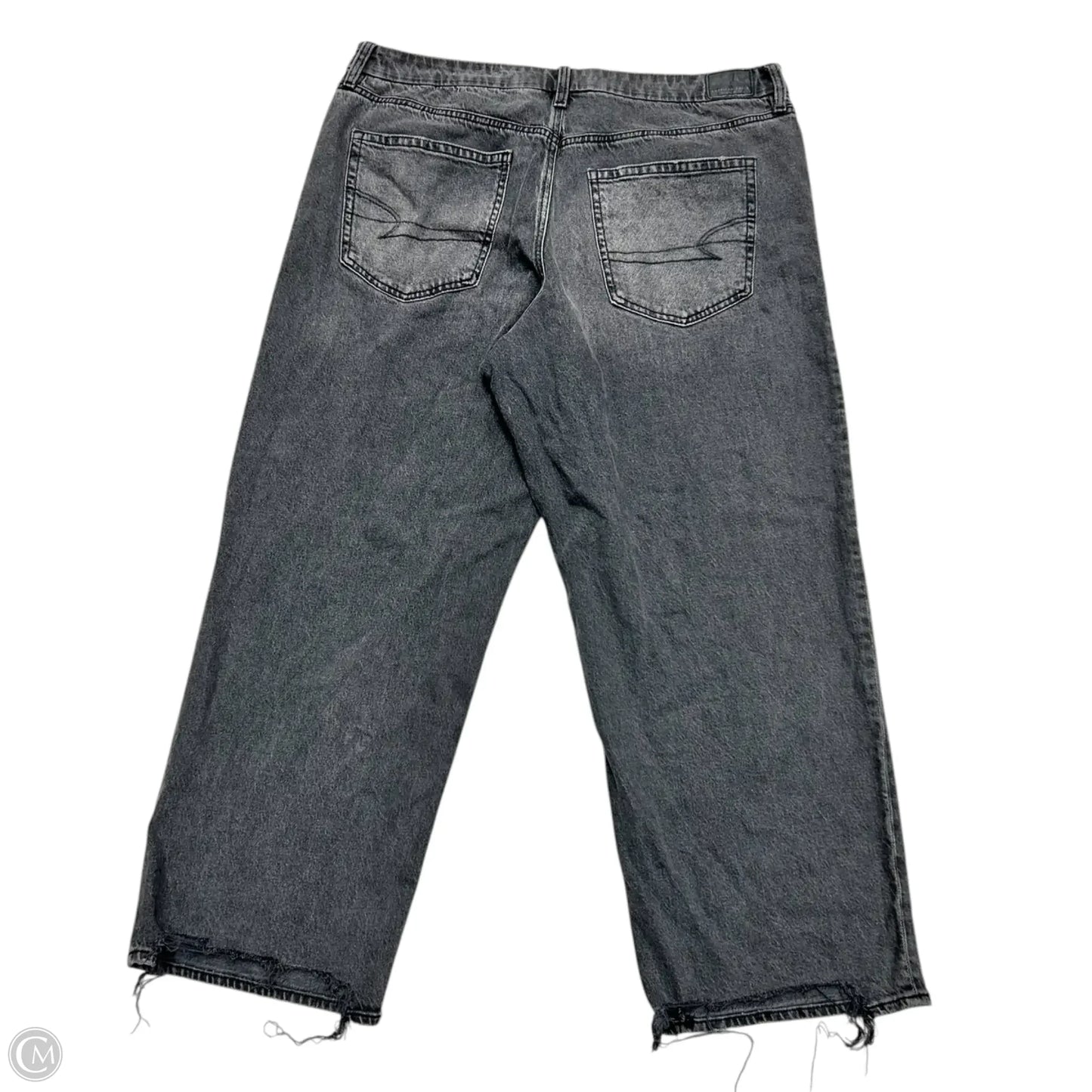 Jeans Wide Leg By American Eagle In Black Denim, Size: 18